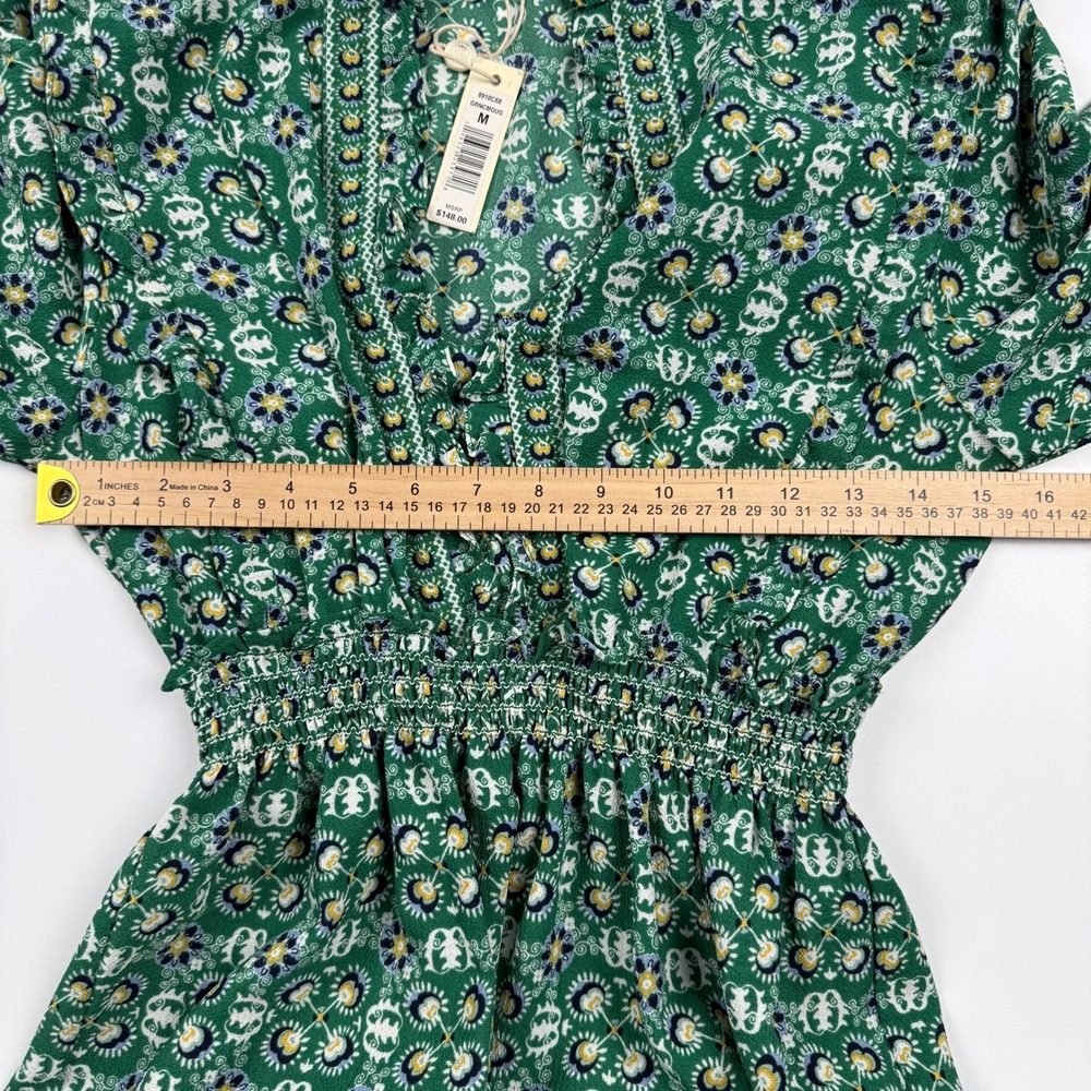 Floral Smocked Max Studio Green Rayon Maxi Dress Size M Medium - Picture 4 of 13